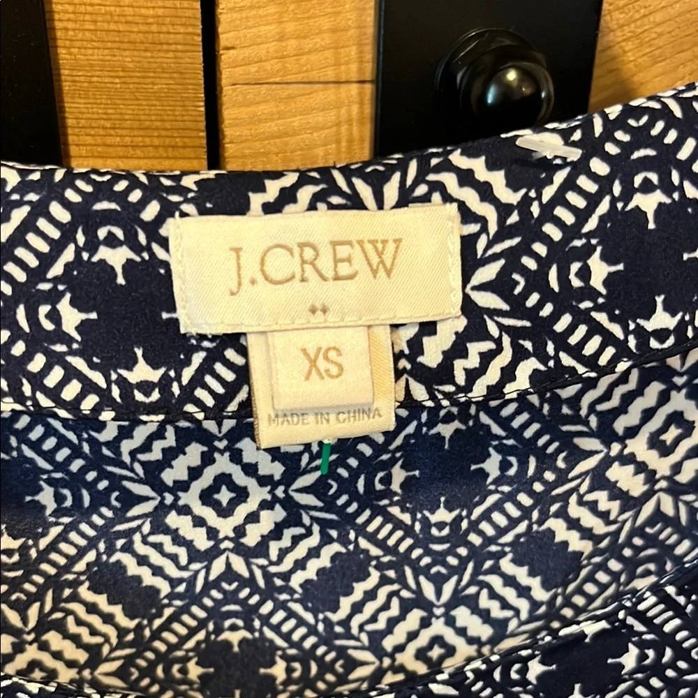 J. Crew Navy and White Geometric Blouse